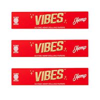 Vibes Rolling Paper King Size Booklet 33pc, Natural Hemp Paper and Arabic Gum with Chlorine Free Technology- 3 Pack