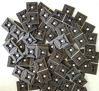 Self-Adhesive Cable Management Zip-Tie Anchor Mounts Package of 100 (1" x 1" Mount Pad, Black)