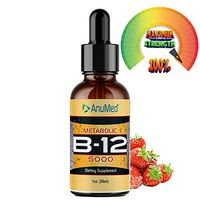 Anumed Vitamin B12 sublingual Drops 5000 MCG with Methylcobalamin |Promotes Energy, Metabolic, Nervous System, Brain Health, Memory, Digestive System, Highly Bioavailable Vegan-Friendly (1oz)