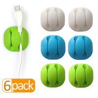 Cable Clips Desktop Color(6 Pack),Wire Clips Desk,Wire Holder for Table,Car,Wall,Computer,Phone Charging Cable,USB Cable,Mouse,Headphone,Office,Cubicle,ect.(Great for Small Cable or Wire)