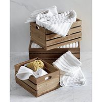 Nagina International Set of 3 Multipurpose Wood Crafted Premium Bathroom Kitchen Crates | Laundry & Elemantries Keeper & Mover | Fruits & Vegetables Tray