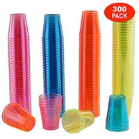 300 Disposable Hard Plastic Shot Glasses, Neon 1oz - Fun Glow in the Dark Bright Colors, Heavy Duty & Reusable Party Shot Cups - Jello Shots Sample Food Wine Tasting Weddings Birthdays Christmas.