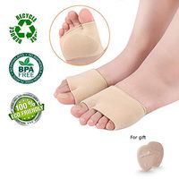 Metatarsal Sleeve Pads Fabric Metatarsal Pads Gel Sleeves Forefoot Cushion Pads Comfort Ball of Foot Cushions Half Toe Bunion Sleeve with Sole Forefoot Gel Pads Pain Relief for Men &Women(Beige)