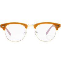 AZORB Retro Blue Light Blocking Computer Glasses Semi-Rimless Eyeglasses Frame Horn Rimmed (Bamboo Frame)