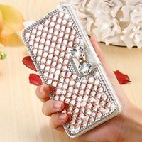 Amocase Wallet Case with 2 in 1 Stylus for Galaxy S6 G9200,Luxury 3D Handmade Square Diamond Crystal Rhinestone Bowknot Magnetic Stand Leather Case for Samsung Galaxy S6 G9200 - Rose Gold