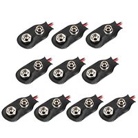 uxcell 10pcs DC 9V Battery Clip I-Type Buckle Connector Faux Leather Housing Lead Wire 14.5cm Length