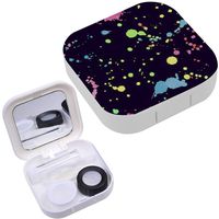 Portable Contact Lens Case Box Travel Kit Mirror + Bottle + Tweezers Container Holder [ Watercolor Expressionism Splatter ]