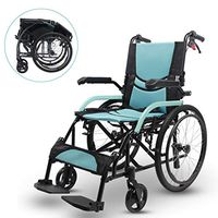 All AID Attendant-Propelled Wheelchair Self Propelled Wheelchair Folding Footrest, Armrest Lightweight Transit Travel Comfort Wheel Chair Portable With Double Brake Can Bear 100kg (green) lightweight