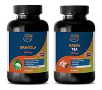 Energy Boost pre Workout - GRAVIOLA Extract – Green Tea Extract - graviola Leaves Soursop - 2 Bottles Combo (60 Capsules + 60 Capsules)