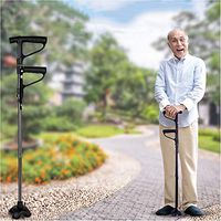 Folding Cane with Double Handle Stick - Aluminum Walking Aids with LED Light - Lightweight, Collapsible, Fashionable, Foldable Travel Stick, Easy Fold up - for Men, Women, Elder