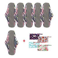 OHBABYKA Washable Reusable Bamboo Sanitary Napkins Pads for Women,Super-Absorbent, Soft and Comfortable (L, BBW-10)