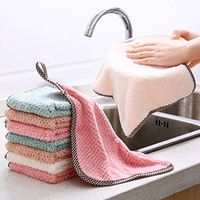 Goodfans Home Kitchen Double Side Coral Fleece Dish Washing Cleaning Cloth Towel Rag Wipe Sponges