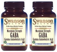 Swanson Ultra Max Strength GABA (Gamma Aminobutyric Acid) 750 mg 60 Veggies Capsules (Two Bottles each of 60 Veggie Capsules)