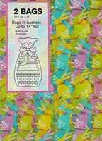 2-Pack Easter Gift Wrap Multicolor Bunnies Cellophane Easter Basket Bags, 22-Inch x 30-Inch