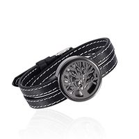 constantlife Leather &Stainless Steel Essential Oil Diffuser Bracelet Fragrancy Jewelry for Women Men (H-Tree)