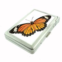 Perfection In Style Metal Cigarette Case with Built in Lighter Vintage Butterfly Design 005