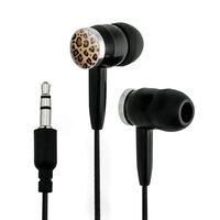 Graphics and More Leopard Print Animal Spots Novelty in-Ear Earbud Headphones - Black