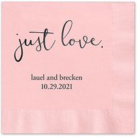 Canopy Street Just Love Personalized Luncheon Napkins - 100 Blush Pink Paper Coined Napkins with a Choice of foil. 6 1/2'' x 6 1/2'' Folded, Made in The USA