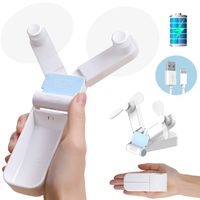 Funoasis Handheld Mini Fan with Dual Head, Portable USB Rechargeable Speed Adjustable Little Fan for Office Home Travelling Hiking, 2 Modes (White)