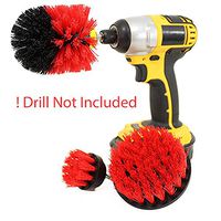 LIBINA 3 Pcs Power Scrub Brush Drill Cleaning Brush for Bathroom Shower Tile Grout Cordless Power Scrubber Drill Attachment Brush Kit,Red