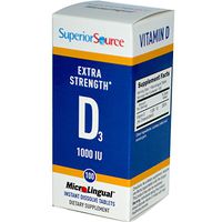 Superior Source, MicroLingual, Extra Strength D3, 1000 IU, 100 Tablets