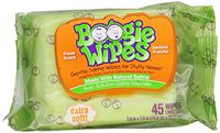 Boogie Wipes, Wet Nose Wipes for Kids and Baby, Allergy Relief, Soft Natural Saline Hand and Face Saline Tissue with Aloe, Chamomile and Vitamin E, Fresh Scent, 45 Count