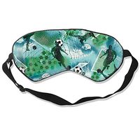 Sports Soccer Boy Soccer Blue Green Silk Sleep Mask with Adjustable Strap Soft Eye Cover Eyeshade for Full Night's Sleep, Travel and Nap