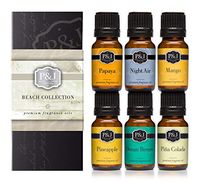 Beach Set of 6 Premium Grade Fragrance Oils - Ocean Breeze, Papaya, Pina Colada, Mango, Pineapple, and Night Air