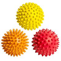 Octorox Spiky Massage Balls Foot Back Shoulder - 3 Spikey Ball Rollers, Plantar Fasciitis Pain Treatment Pack, Spiked Feet Arch Fascia Message Set, Fitness Point Accu-Pressure, Small Soft, Hard Spikes