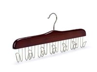Amber Home 16 Inches Gugertree Wooden Collection Multifunctional Closet Accessories 12 Belt and Tie Hanger Cherry Color (Chrome Hook)