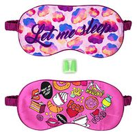 Sleeping Mask for Travel - 100% All Natural Silk Eye Mask - Reversible Wake/Sleep Fun Blindfold Design for Airplane Travel Plus Free Earplugs