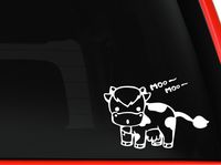 Cow Moo - Cartoon Decal Vinyl Removable Decorative Sticker for Wall, Car, Ipad, Macbook, Laptop, Bike, Helmet, Small Appliances, Music Instruments, Motorcycle, Suitcase (white)