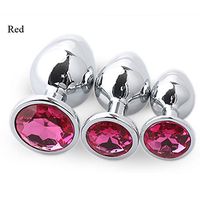 Set of 3 Stainless Steel Metal Beginner AnAles Toy Women and Men Personal Body Trainer Tool (Red)