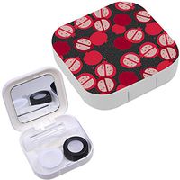 Portable Contact Lens Case Box Travel Kit Mirror + Bottle + Tweezers Container Holder [ Red Pomegranate ]