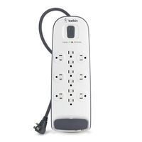 Belkin 12-Outlet Advanced Power Strip Surge Protector with 8-Foot Power Cord and Telephone / Coaxial Protection, 3996 Joules (BV112230-08)