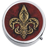 Bronze Fleur de Lis Medicine Vitamin Pill Box