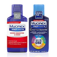 Mucinex Fast-Max Adult Nighttime Cold and Flu Liquid, 6 oz & Fast-Max Adult Severe Congestion and Cough Liquid 9 oz, 1 ea