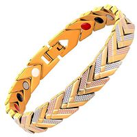 HAIHF Men Bracelets,Magnetic Therapy Bracelets Pain Relief for Arthritis and Carpal Tunnel with Remove Tool,Magnet Balance Bangle(Gold Color)