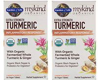 MyKind Organics Extra Strength Turmeric Inflammatory Response with Organic Fermented Whole Turmeric. Ginger, Organic Black Pepper and Probiotics for Digestion (60 Vegan Capsules) Pack of 2