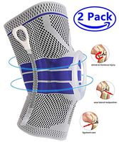 Knee Brace Compression Sleeve, Elastic Knee Wraps Patella Stabilizer with Silicone Gel Spring Support, Hinged Kneepads Protector for Meniscus Tear Arthritis Running Men Women (X-Large)