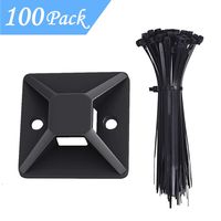 Zip Ties and Mounts, 100 Pack Black Self Adhesive Cable Tie Base Holders Screw Hole Anchor Wire - pushang