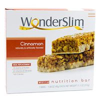 WonderSlim Meal Replacement Protein Bar - Low Carb Nutrition Bar for Women & Men - Cinnamon - High Fiber, KETO Friendly, Gluten Free, Weight Loss Diet Snack Bar (7ct)
