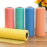 Merymall 5 Roll Kitchen Disposable Paper Towels, Reusable Household Cleaning Cloths Rolls Dish Towels Multipurpose Cleaning Towels Non-woven Printed Food Oil Absorbing Papers Wet Dry Usage Dish Rag