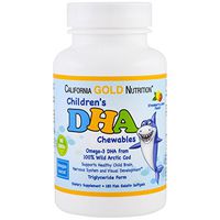 California Gold Nutrition, Children's DHA Chewables, 100% Wild Arctic Cod, Triglyceride Form - Norwegian-Sourced, Strawberry-Lemon Flavor, 180 Fish Gelatin Softgels, Gluten-Free, Soy-Free, CGN