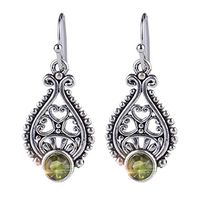 Fashion Creative Vintage Pendant Inlaid with Green Topaz Styling Female Earrings Set of 2PC by Kingwo