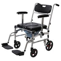 JAD@ Healthcare Folding Portable Fixed Height Mobile Commode and Over Toilet Chair,Shower Chair with Wheels and Brakes Bath