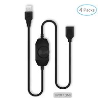 ELUTENG 4 Packs LED Strip Dimmer/USB Fan Speed Switch Cable with On/Off Male to Female USB Light Dimmable Controller with Rotary Switch for Desk Lamp Light, USB Fan, LED Strips DIY and More
