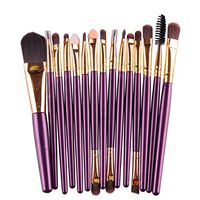 Brushes, Bolayu 15 pcs/Sets Eye Shadow Foundation Eyebrow Lip Brush Makeup Tool (Purple)