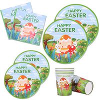 Easter Paper Plates and Napkins Bulk Serves for 24 Guests Disposable Dinnerware Dessert Plates Green Shamrock Irish Party Supplies 9 inch 7 inch Tableware Set, Serves 24
