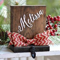 Personalized Christmas Stocking Holder for Mantle or Fireplace Rustic Stocking Holder